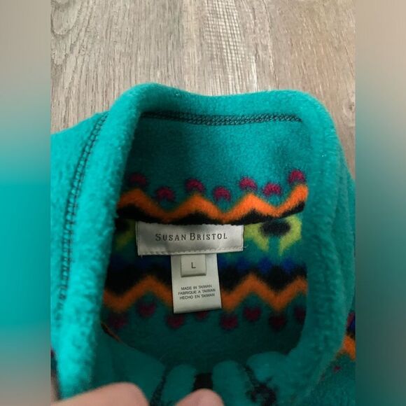 VTG Funky Vest Jacket Full Zip Multi Color Pattern Striped Retro Size M L - Picture 6 of 9